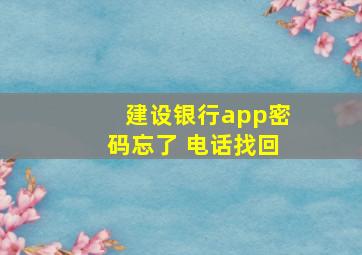 建设银行app密码忘了 电话找回